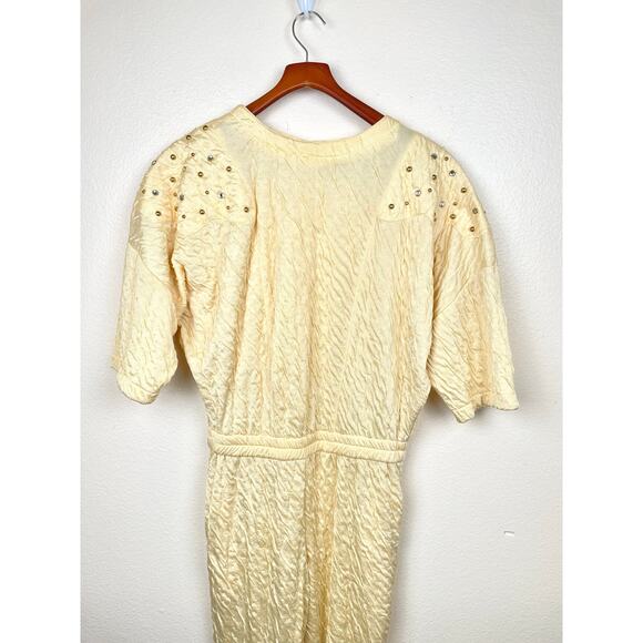 Vintage 80s Hi Tech By Dina Womens Jumpsuit Sz S Rhinestone Quilted Romper - Picture 5 of 13
